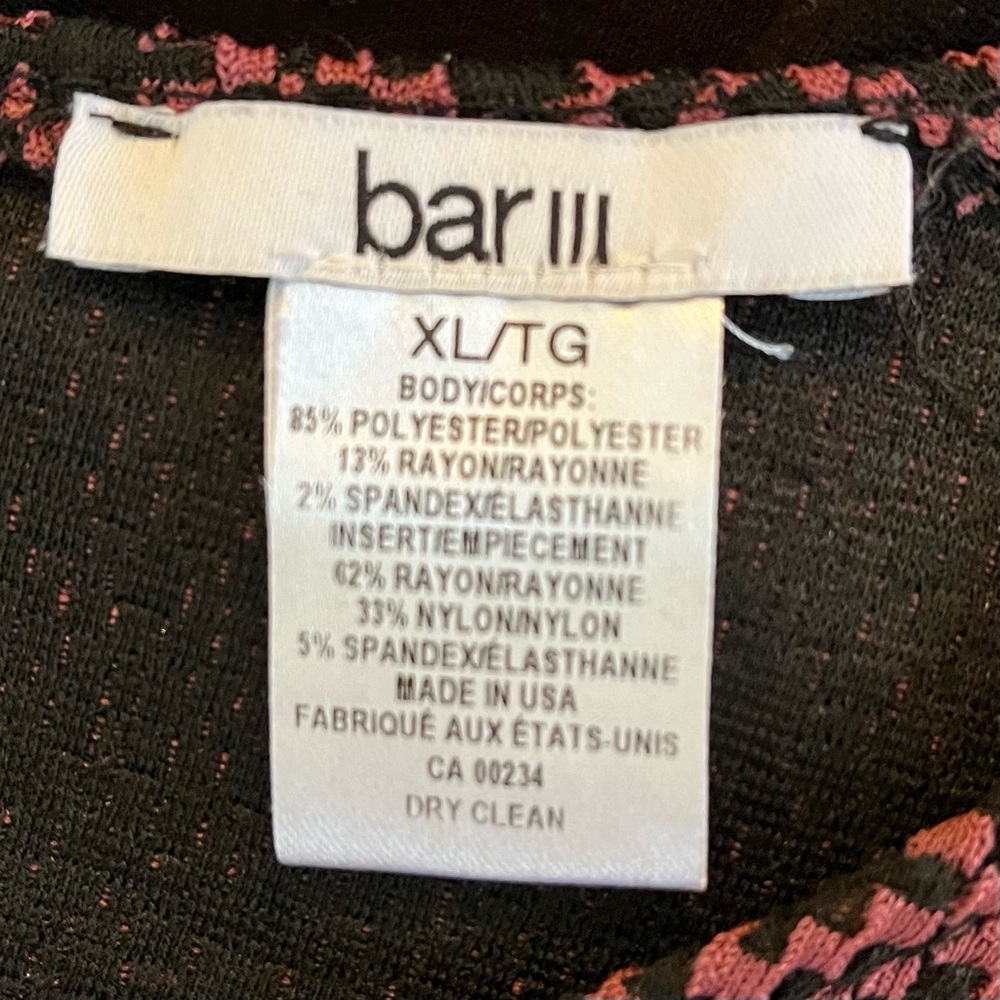 Bar III Black and Pink Knit Sleeveless "Nocturne" Skater Style Dress XL - Picture 9 of 9